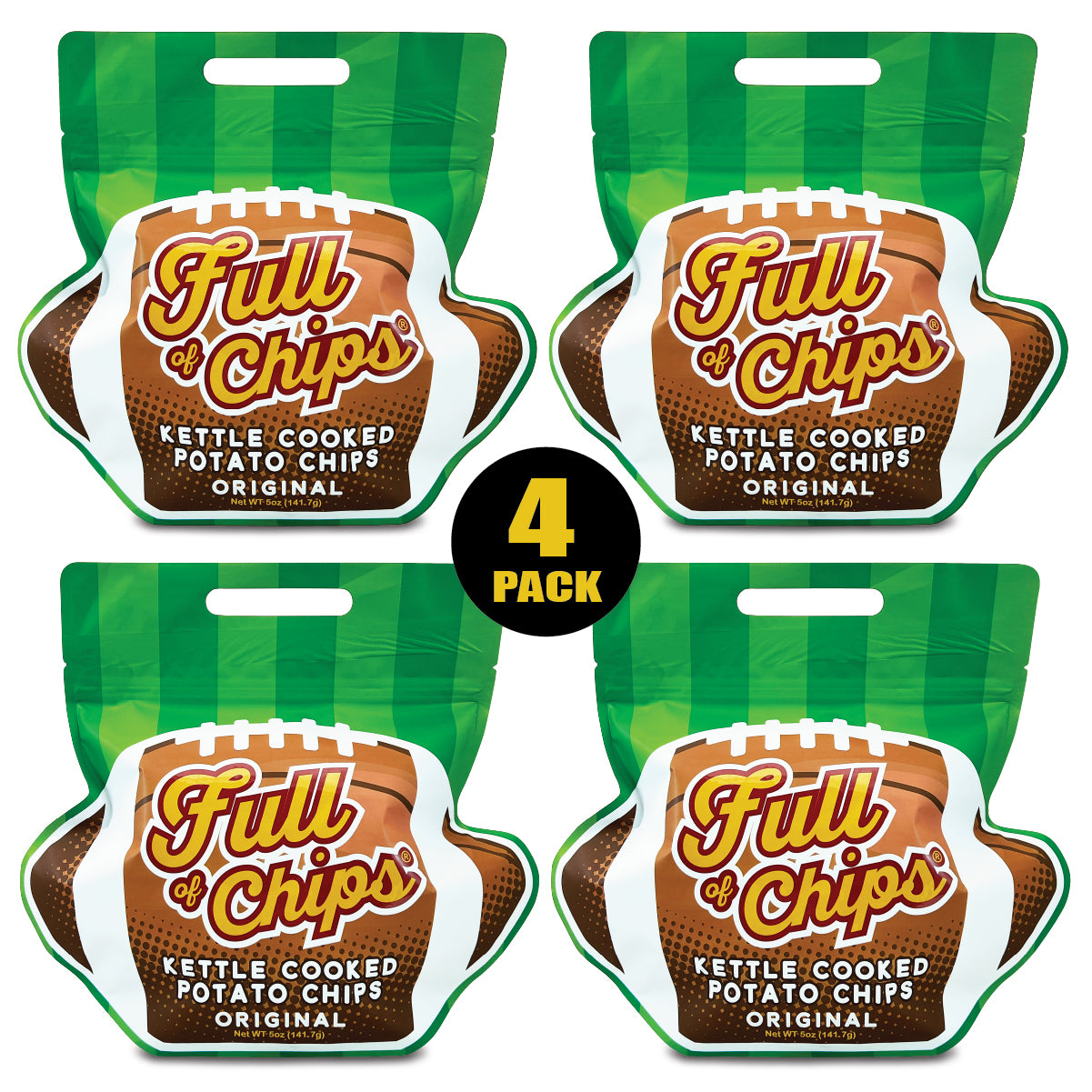 Full Of Chips - Kettle Cooked Potato Chips - Original Flavor - 4 PACK ( 5oz Bags )