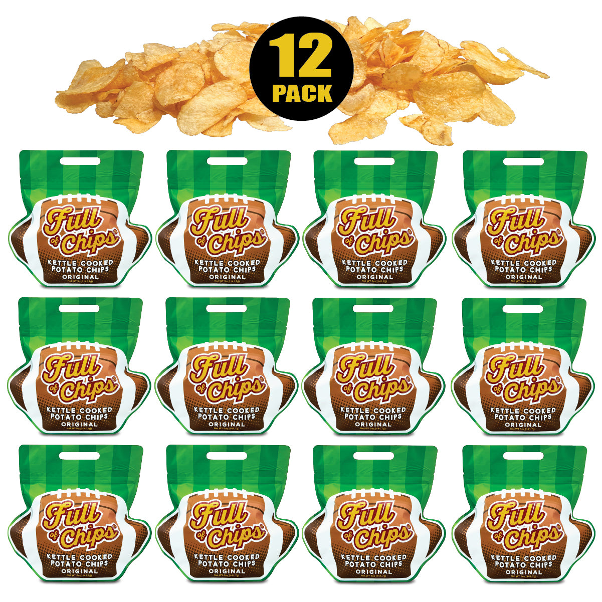 Full Of Chips - Kettle Cooked Potato Chips - Original Flavor - 12 PACK ( 5oz Bags )